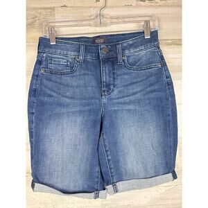 NYDJ Womens 2 Light Blue Denim Jean Roll-Cuff Casual Summer Shorts Zip NEW